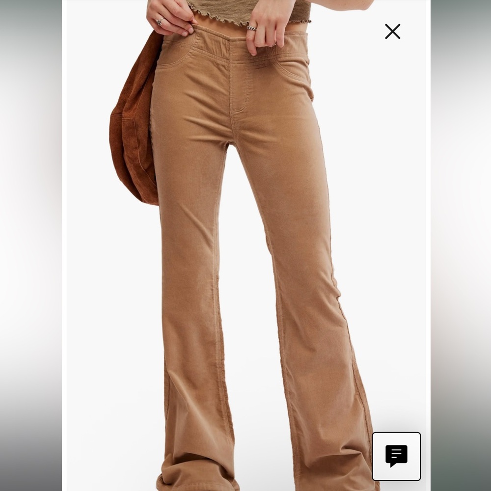 2 PAIRS! Free People Corduroy penny flare pants (dark chocolate and mocha color)